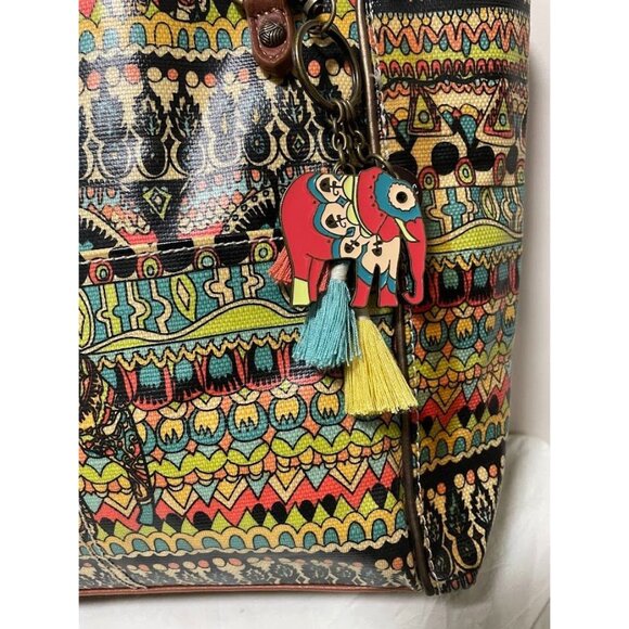 Sakroots Coated Canvas Shoulder Metro Tote Handbag (One Size, Aqua One World) - Picture 9 of 9